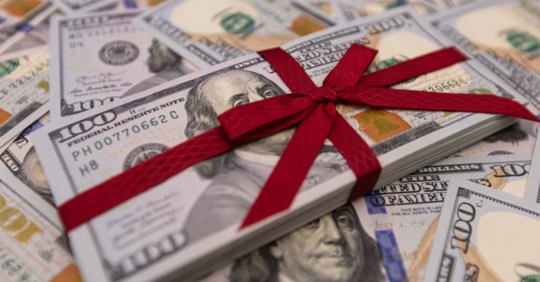 gift-wrapped money